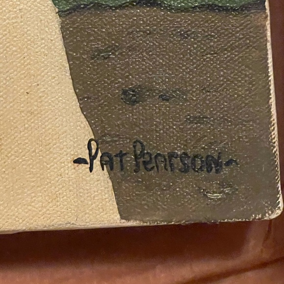 “Girl with Doll” by Pat Pearson - vintage folk art, Americana, canvas art - Picture 3 of 9